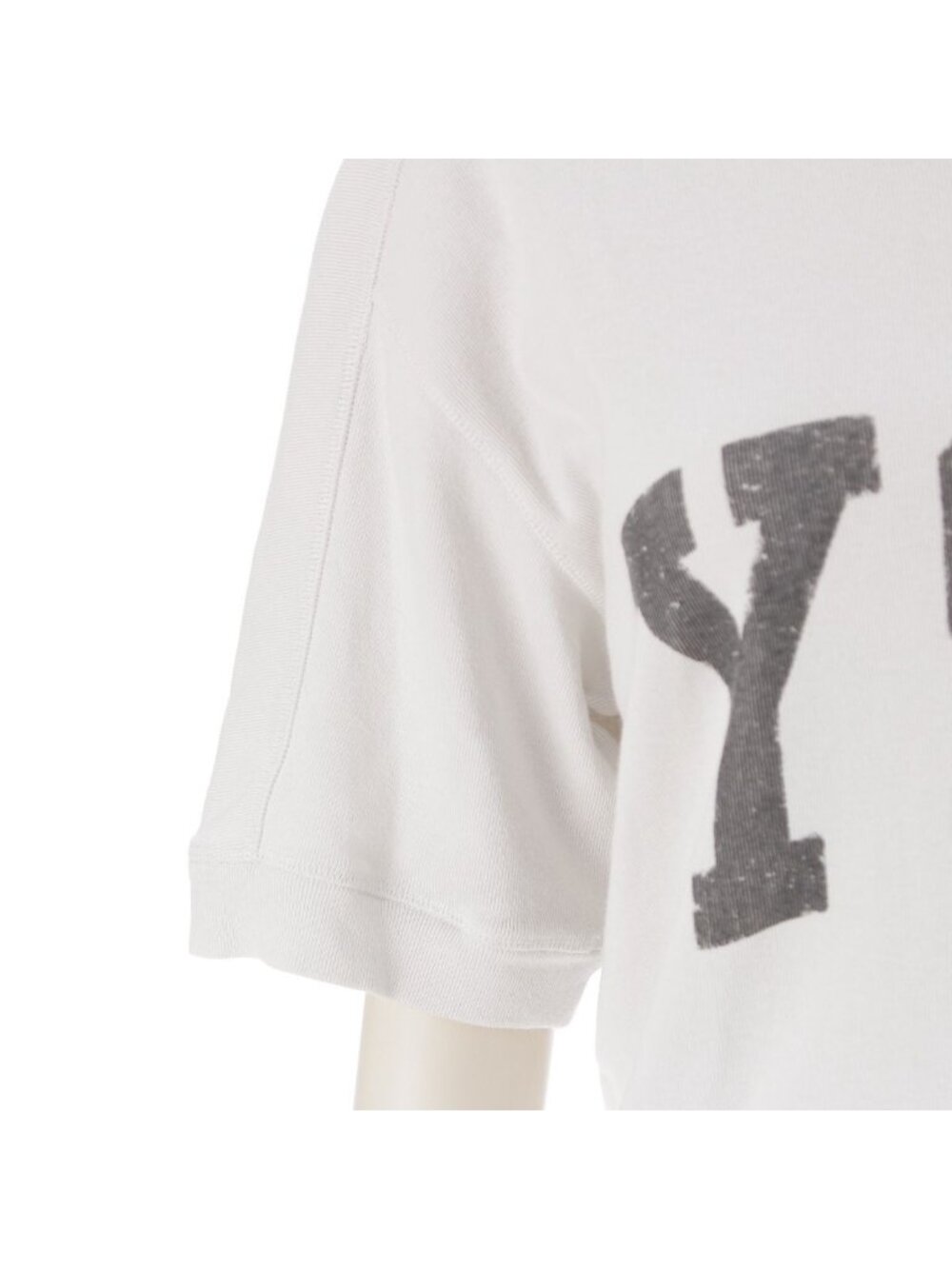 Saint Laurent YSL Logo Embroidery Print Top Short Sleeve Top Off White XS - Picture 6 of 10